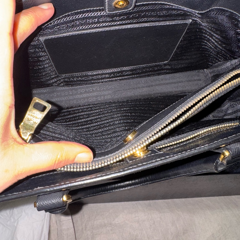 PRADA Black Saffiano Lux Leather Satchel with Gold Hardware - Picture 5 of 16